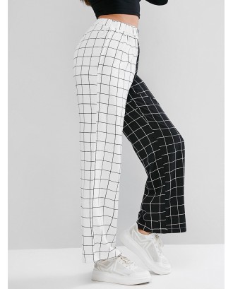 Two Tone Checked Pants - Multi S
