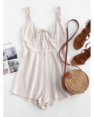  Frilled Strap Bow Cute Romper - Warm White S