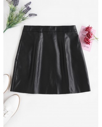  PU Leather Mini Skirt - Black M