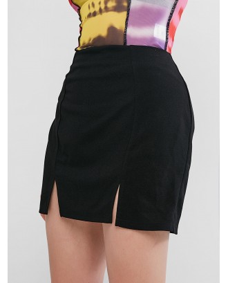  Slit Mini Skirt - Black L