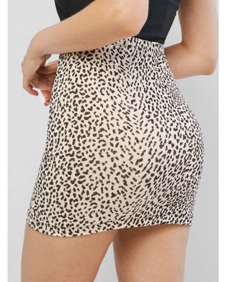 High Waist Leopard Print Sheath Skirt - Leopard S