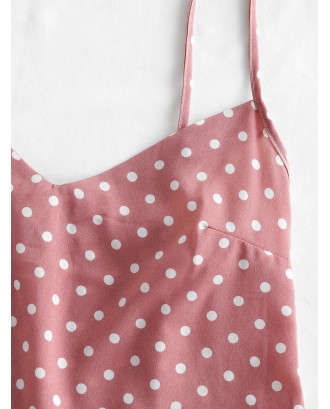 Polka Dot Crop Pajama Set - Lipstick Pink L