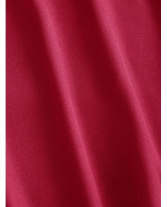 Lace Insert Backless Satin Babydoll - Lava Red M