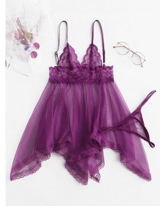 Lace Panel Handkerchief Babydoll - Viola Purple