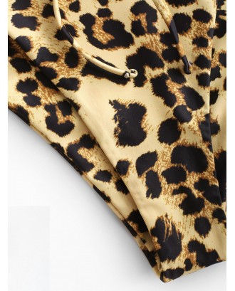  V-wired Leopard High Leg Swimwear Swimsuit - Leopard M