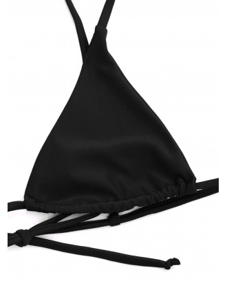 Bralette Thong String Swimwear Set - Black S