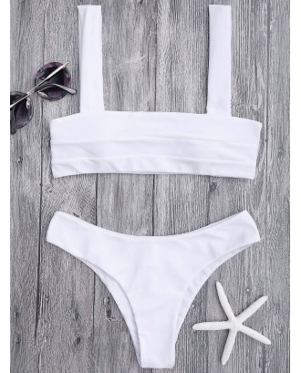Bandeau Padded Swimwear Top And Bottoms - White M