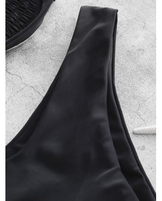  Underwire Smocked Swimwear Set - Black M