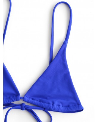 Bralette Plain String Swimwear Top - Cobalt Blue S