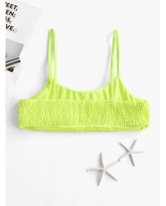  Smocked Bralette Swimwear Top - Green Yellow S
