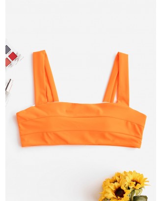  Wide Straps Neon Swimwear Top - Mango Orange S