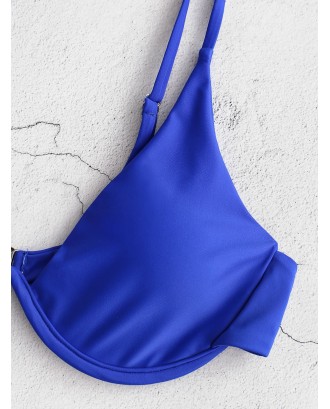  Plunge Underwire Push Up Swimwear Top - Blueberry Blue S