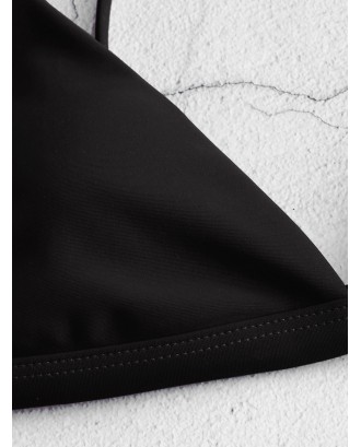  Thin Strap Plunge Swimwear Top - Black S