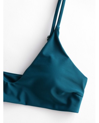  Thin Straps Bralette Swimwear Top - Peacock Blue S