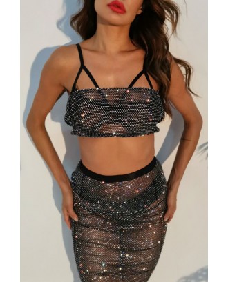 Lovely Beautiful See-through Black Two-piece Skirt Set(Without Lining)