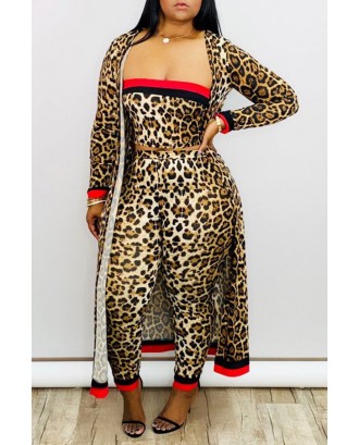 Lovely Beautiful Leopard Printed Two-piece Pants Set