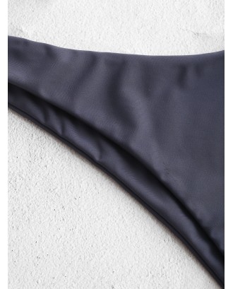  Solid High Cut Swimwear Bottom - Light Slate Gray M