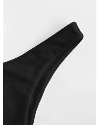  Solid High Leg Swimwear Bottom - Black S