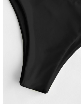  Solid High Leg Swimwear Bottom - Black S