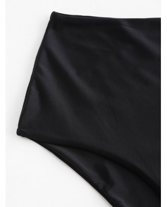  High Waisted Plain Swimwear Bottom - Black M