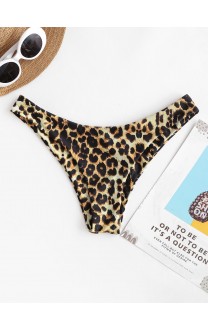  Animal Print High Leg Swimwear Bottom - Leopard S