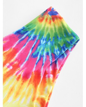  Spiral Tie Dye Print High Cut Swimwear Bottom - Multi-a M
