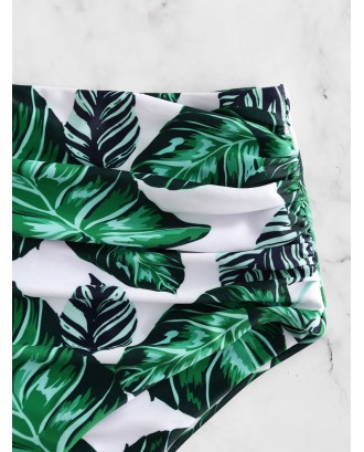  Tropical Leaf Tummy Control Swimwear Bottom - Multi-a M