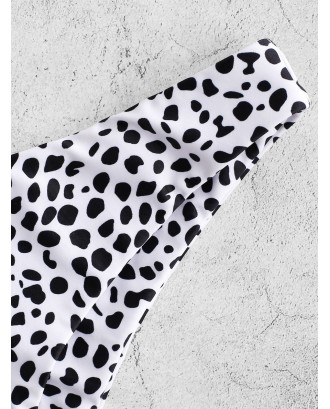 Dalmatian Print High Leg Swimwear Bottom - White M