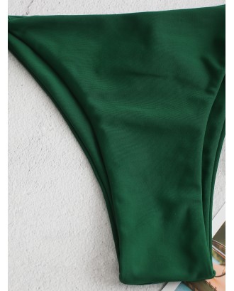  Tie Side Low Waisted Swimwear Bottom - Medium Forest Green S