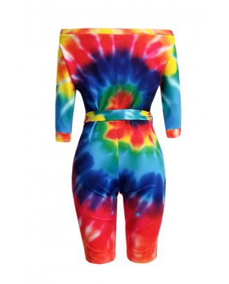 Lovely Casual Off The Shoulder Printed Multicolor One-piece Romper