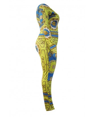 Lovely Casual Printed Yellow Plus Size Two-piece Pants Set