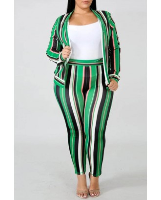 Lovely Casual Striped Plus Size Two-piece Pants Set