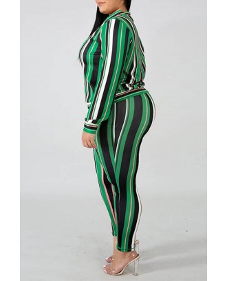 Lovely Casual Striped Plus Size Two-piece Pants Set
