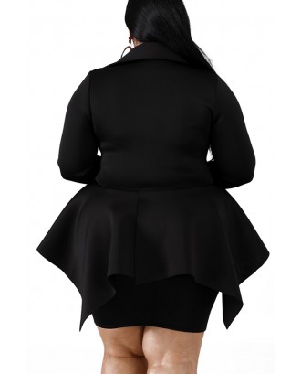 Lovely Casual V Neck Black Plus Size Two-piece Skirt Set