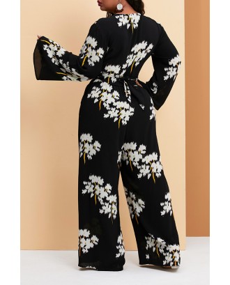 Lovely Casual Printed Black Plus Size Two-piece Pants Set