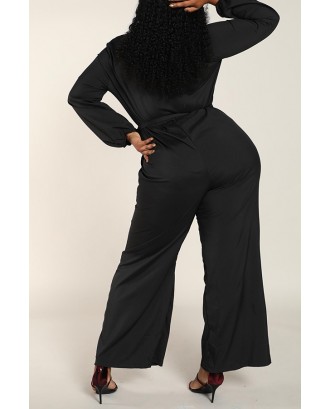 Lovely Work Loose Black Plus Size One-piece Jumpsuit